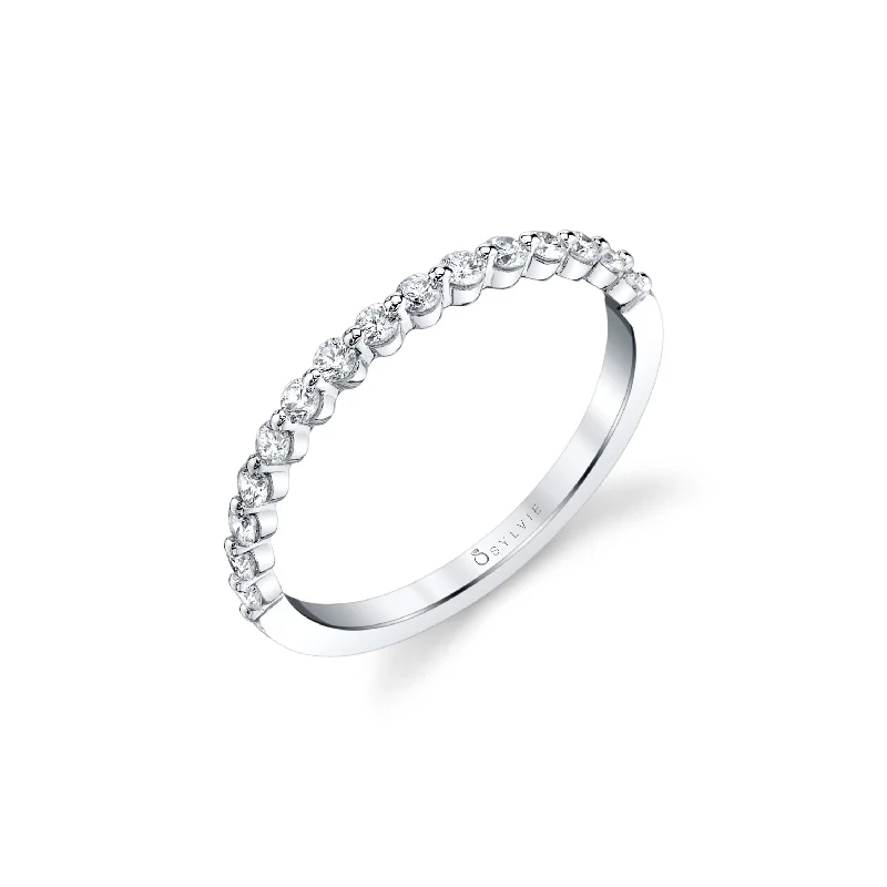 Engagement rings with diamonds for women-Mutual Prong Diamond Band by Sylvie, 14K White Gold