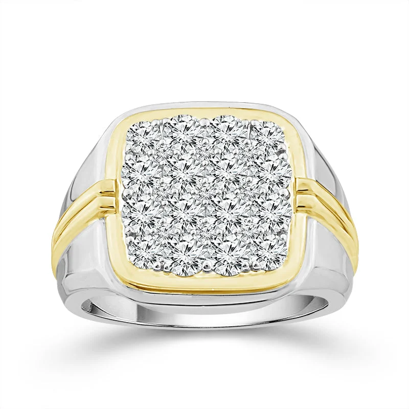 Emerald cut engagement rings for women-2.00 Carat Two-Tone Gold Gents Diamond Fashion Ring