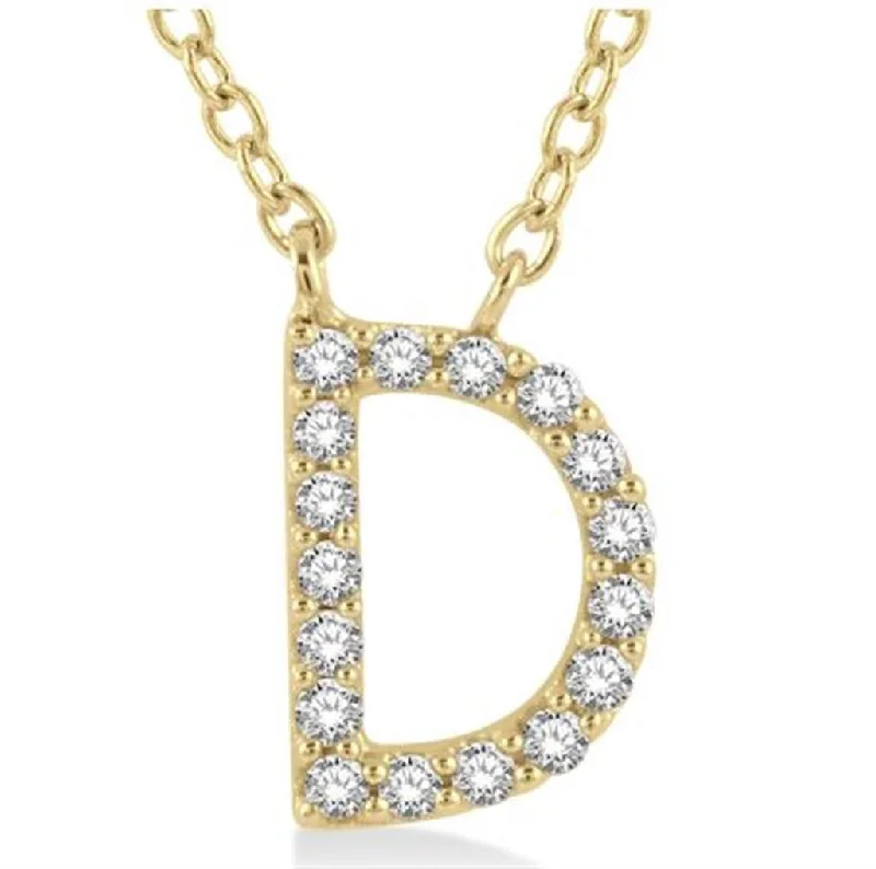 Sterling silver necklace for women-10K Yellow Gold 0.05ctw Diamond Letter "D" Necklace