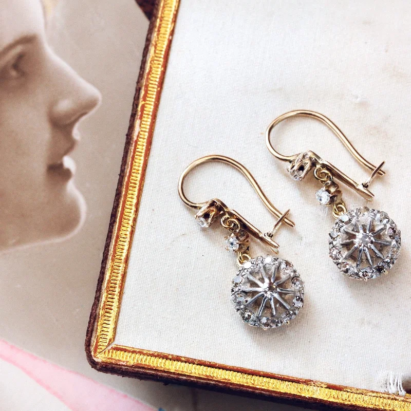 Bohemian earrings for women-Mesmeric Antique Diamond Starburst Earrings