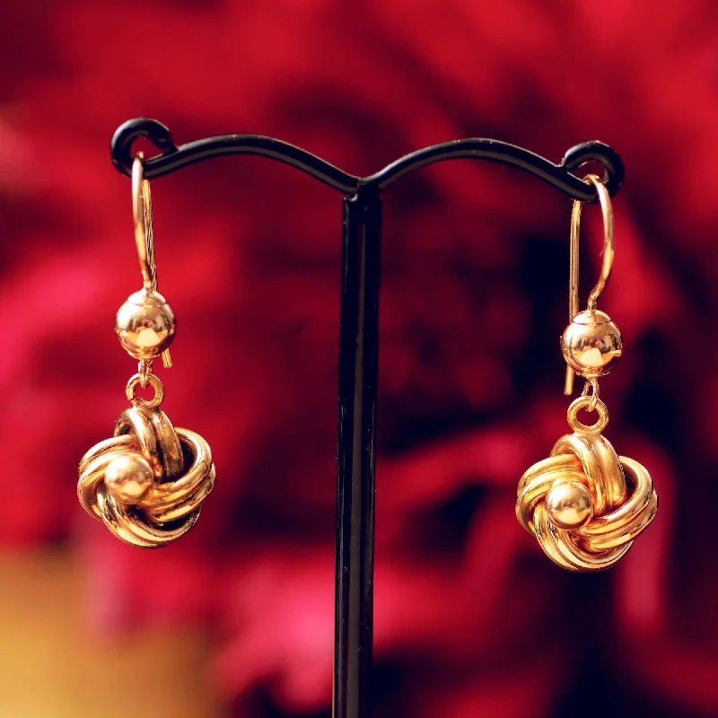 Boho earrings for women-Classic Vintage 9ct Gold Knot Earrings