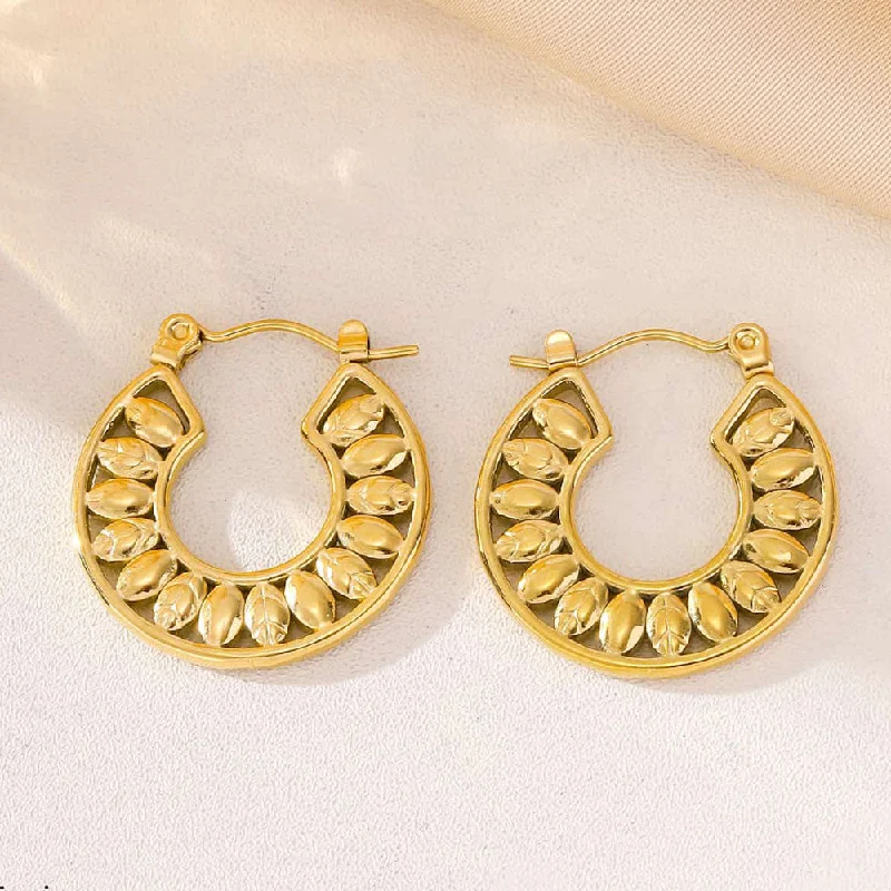 Fashionable earrings for women-Tarohi Jewels Gold Plated Hoops Dangler Earrings