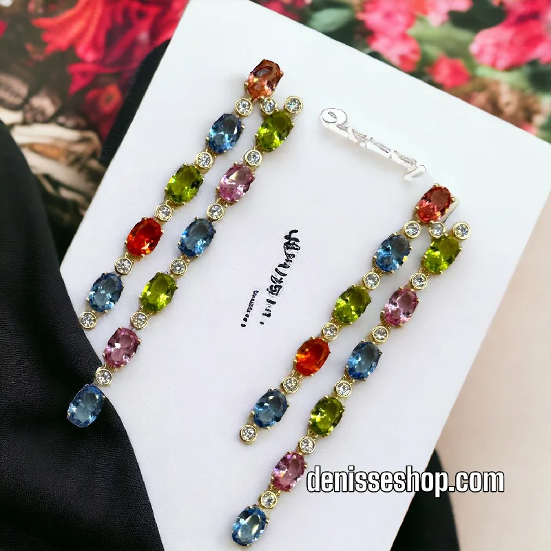 Elegant drop earrings for women-18k Colorful Stone Earrings E200