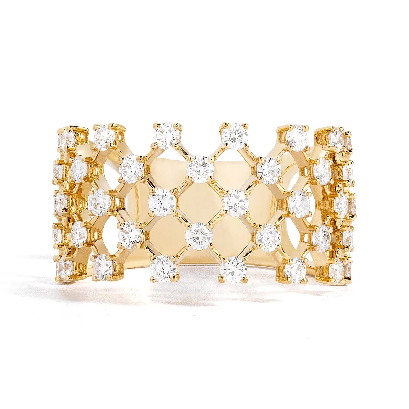 Elegant gold engagement rings for women-Robert Irwin Couture Silk Mesh Diamond Fashion Ring