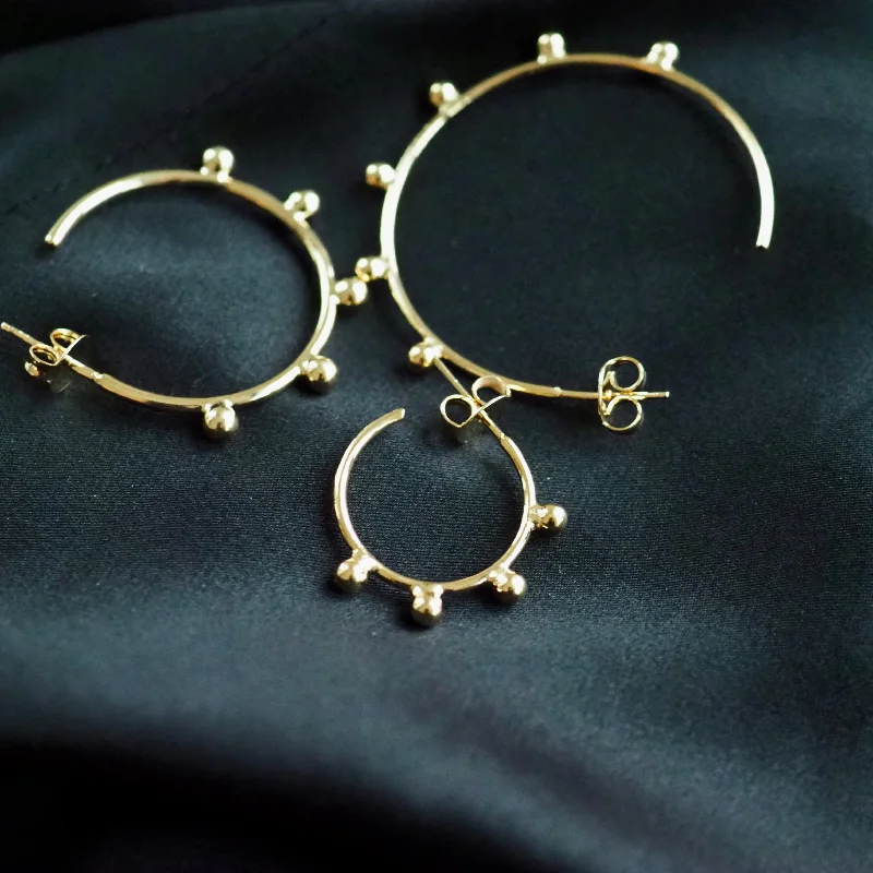 Minimalist drop earrings for women-REVI  BEADED HOOP EARRINGS