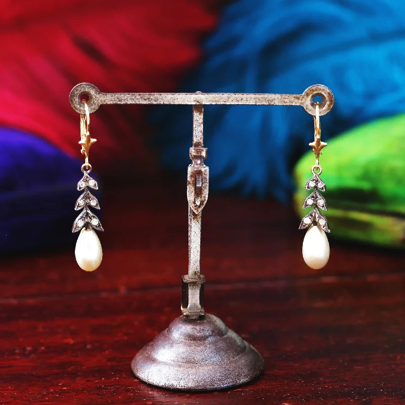 Custom earrings for women-Vintage Faux Pearl & Paste Earring Drops