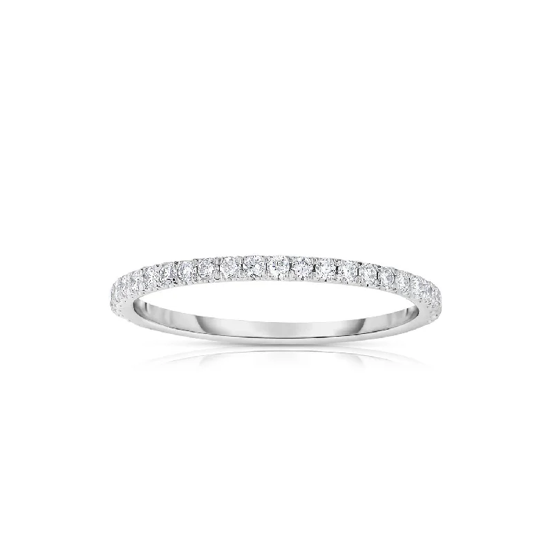 Affordable engagement rings for women-Thin Diamond Eternity Band, 1 Carat, 14K White Gold