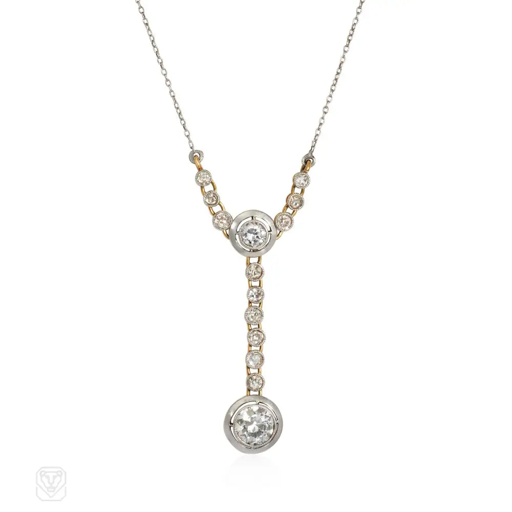 Elegant chain necklace for women-Art Deco diamond lavalier pendant