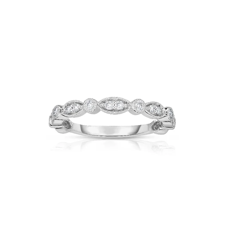 Unique engagement rings for women-Multishape Diamond Design Band, 14K White Gold