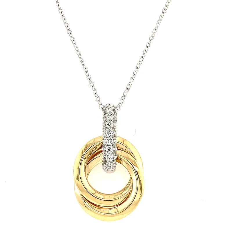 Pendant necklace for women-Interlocking Diamond Pendant in Two Tone Gold