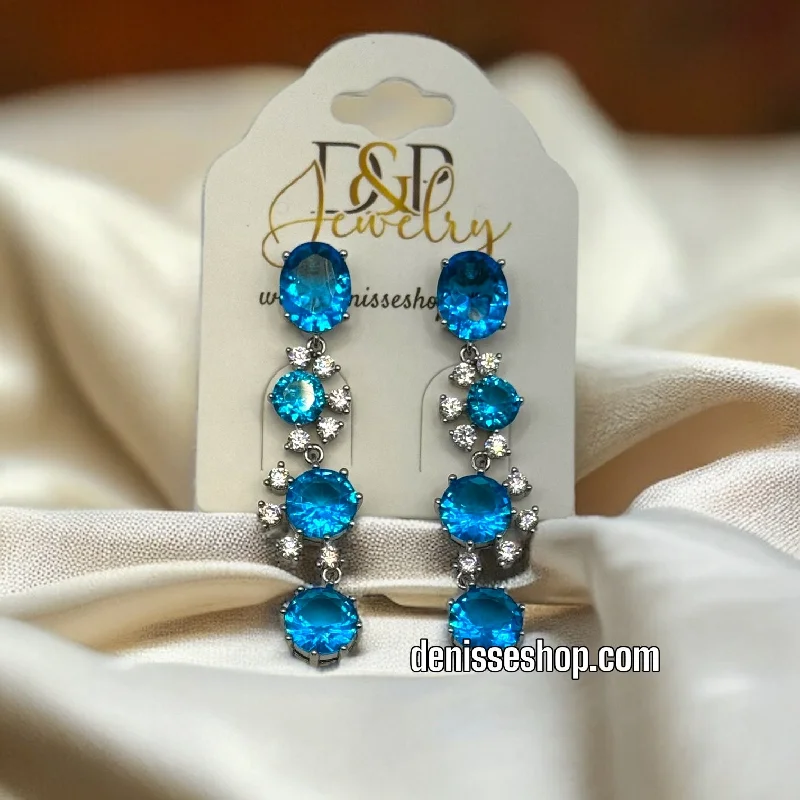 Handcrafted earrings for women-SILVER BLUE ELEGANT EARRINGS E416