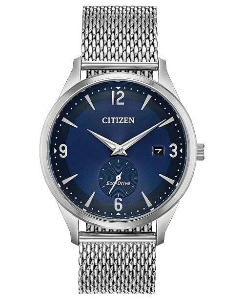 Wristwatches for work-Men's Btw- By The Way- Stainless Steel Watch With Cobalt Blue Dial