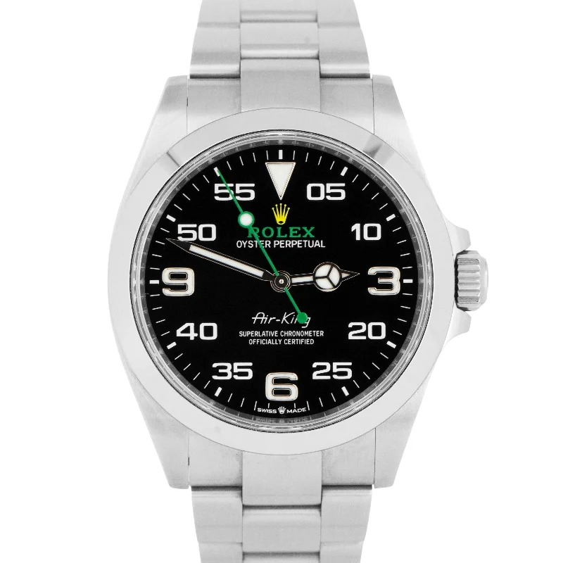 Analog-digital hybrid wristwatches-2022 NEW PAPERS Rolex Air-King 40mm Black Green Stainless Steel Watch 126900 BOX