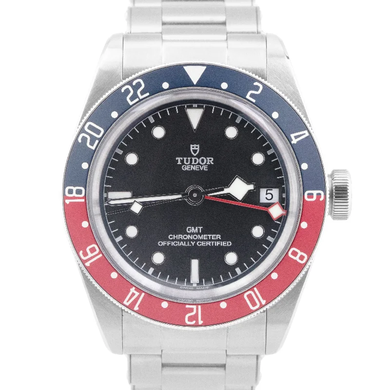 Affordable wristwatches for men-NEW 2024 PAPERS Tudor Black Bay 41 GMT 41mm PEPSI Red Blue Steel 79830 RB BOX