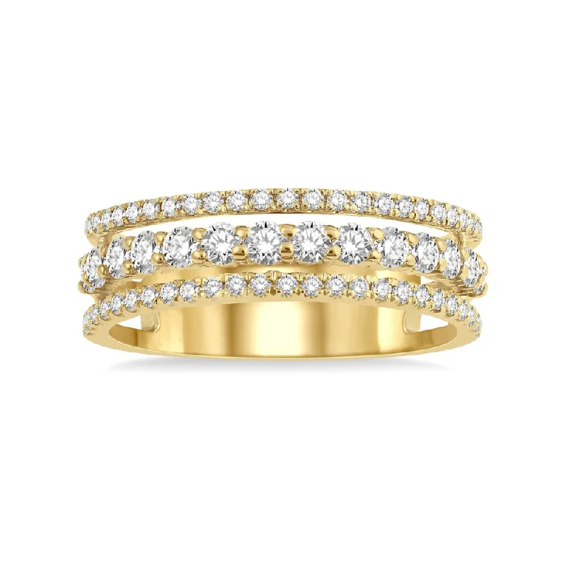 Engagement rings with diamonds for women-Three Row Diamond Fashion Band