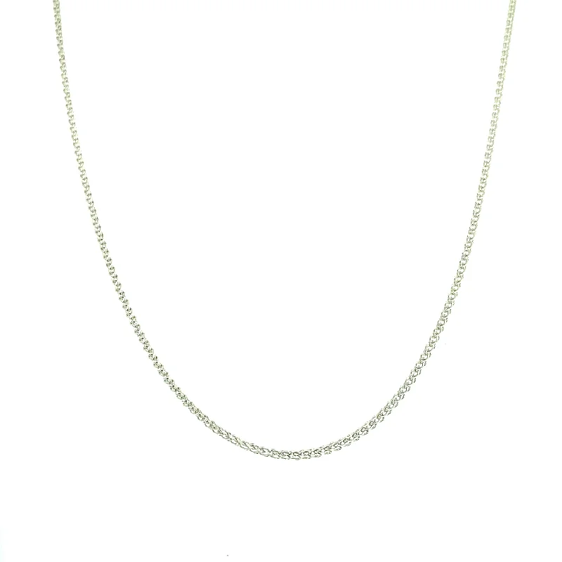 Vintage pearl necklace for women-14K White Gold 1.00mm Wheat Chain Necklace