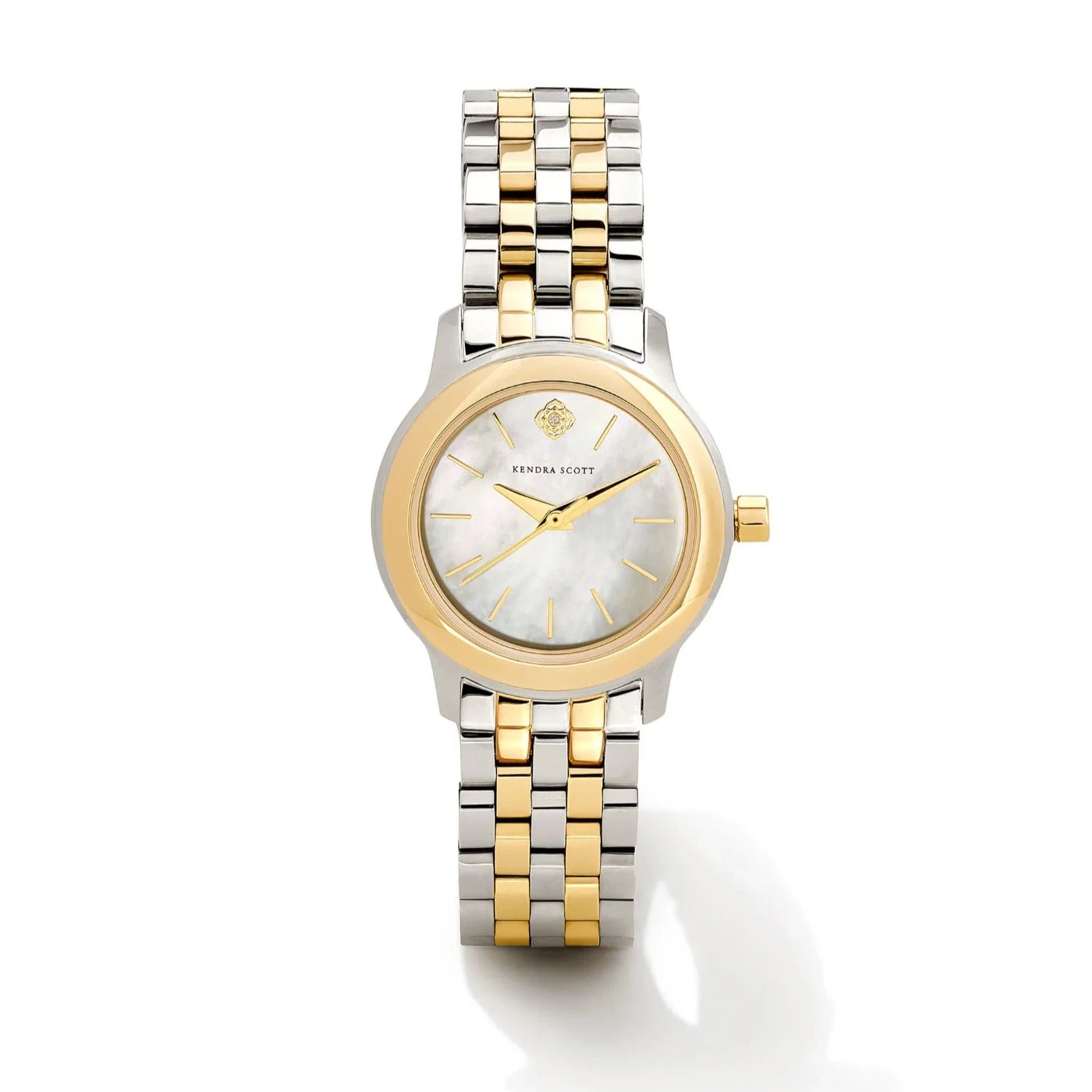 Men's luxury wristwatches-Kendra Scott | Alex Two Tone Stainless Steel 28mm Watch in Ivory Mother-of-Pearl