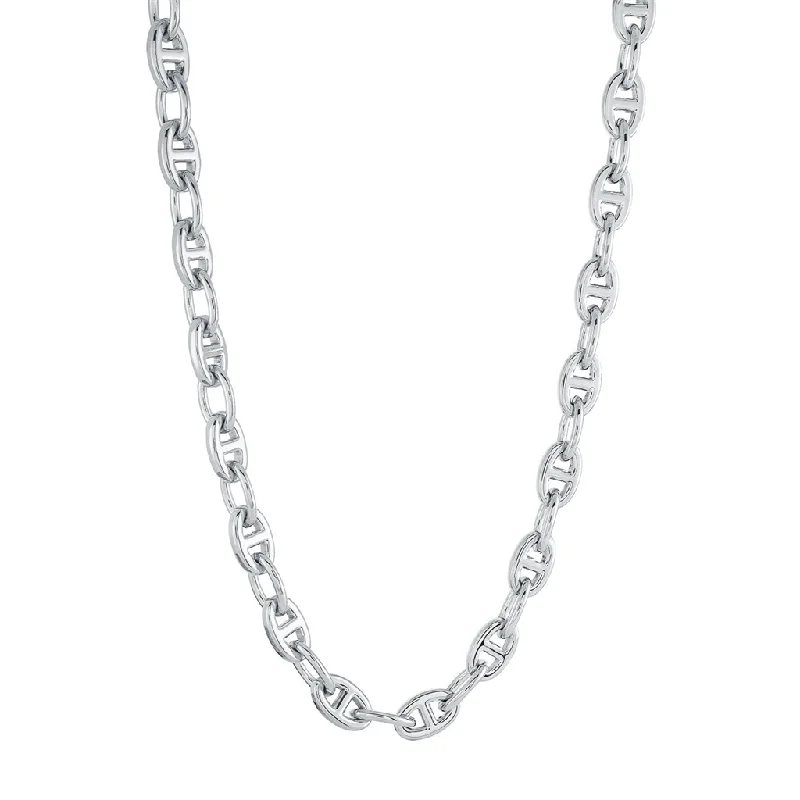 Classic silver necklace for women-Stainless Steel 9mm Mariner Link Men's Chain Necklace