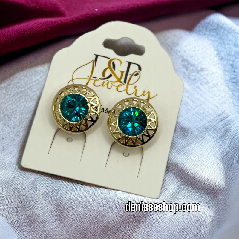 Bar earrings for women-14K ELEGANT BLUE EARRINGS E466