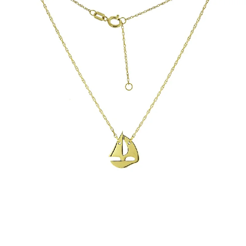 Personalized necklace for women-14K Yellow Gold Sailboat Pendant Necklace by Midas Chain