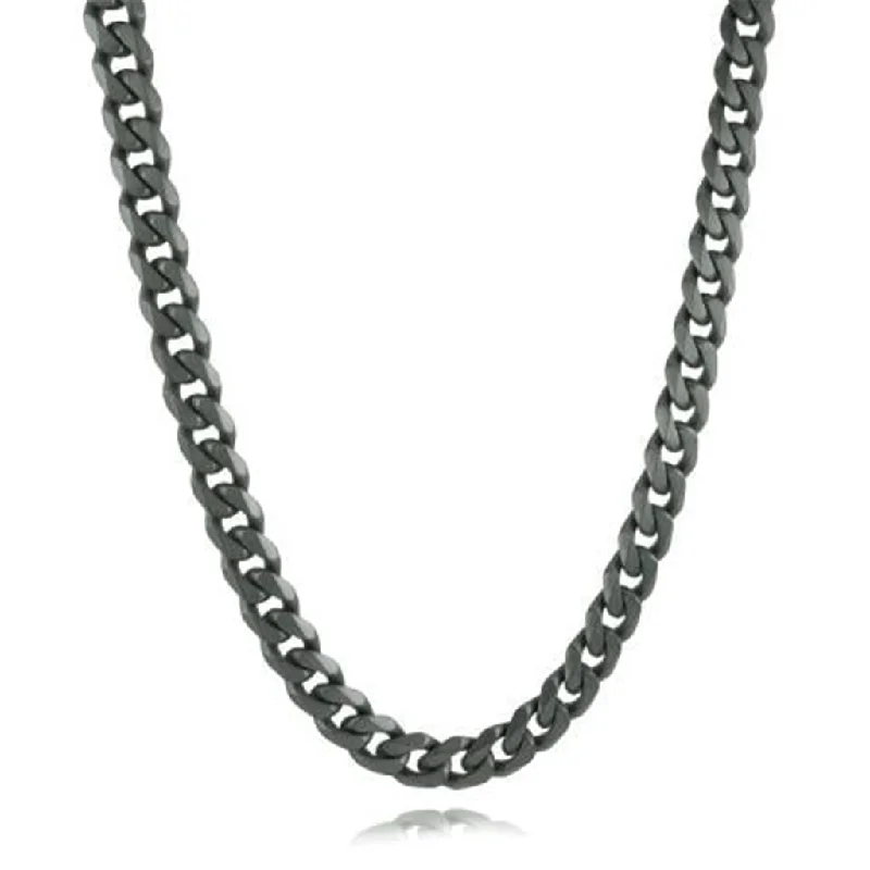 Gemstone necklace for women-Stainless Steel IP Gunmetal 10mm Curb Chain Men's Necklace