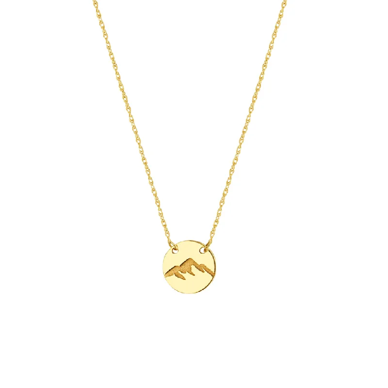 Holiday necklace for women-14K Yellow Gold Etched Mountains Pendant Necklace by Midas Chain