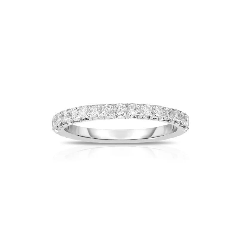 Luxury solitaire engagement rings for women-Part Way Diamond Band, .65 Carat, 14K White Gold