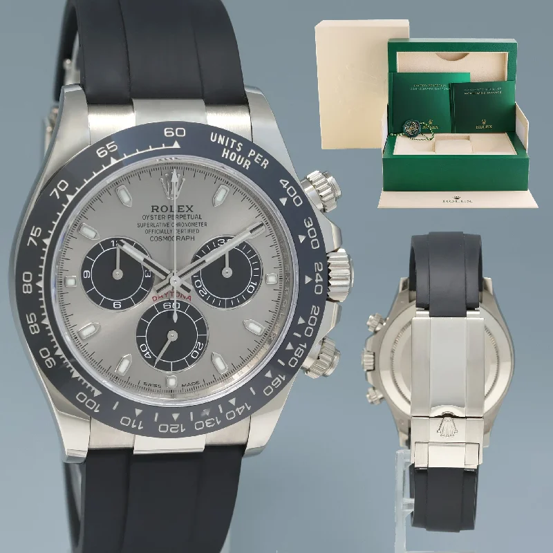 Large dial wristwatches-2022 MINT Rolex Daytona Ghost White Gold 116519LN Ceramic Silver Panda Watch Box