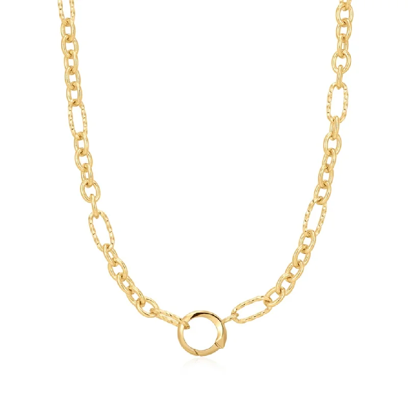 Statement necklace for women-14K Yellow Gold Plated Mixed Link Charm Connector Chain Necklace by Ania Haie