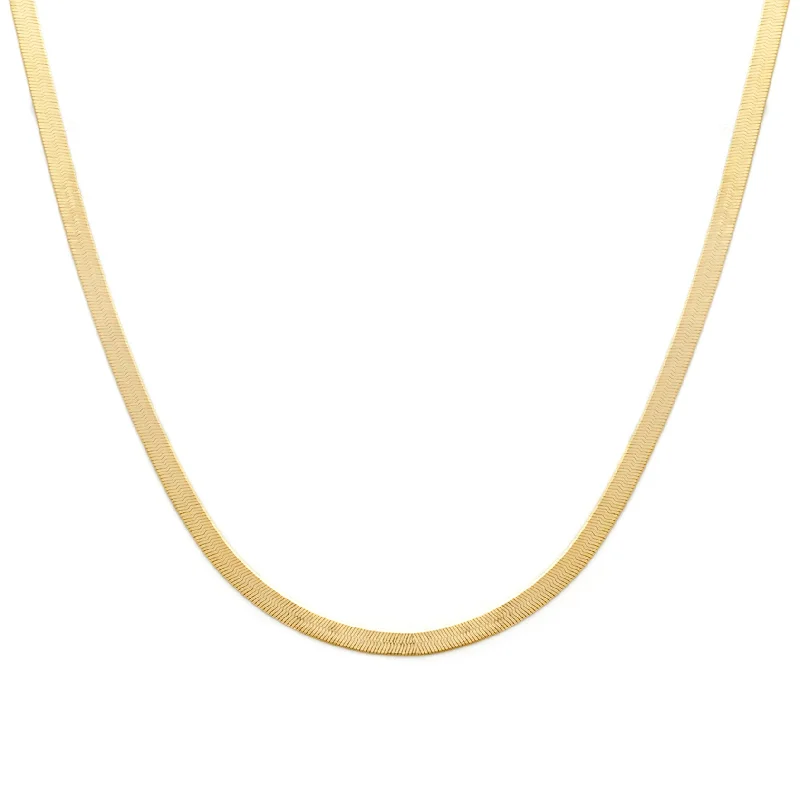 Simple gold necklace for women-Herringbone Mother Necklace | 10k Gold