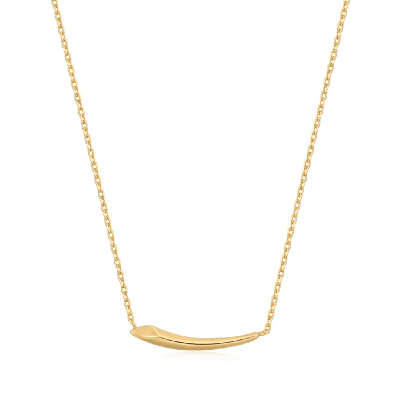 Long necklace for women-14K Yellow Gold Plated Arrow Bar Necklace by Ania Haie