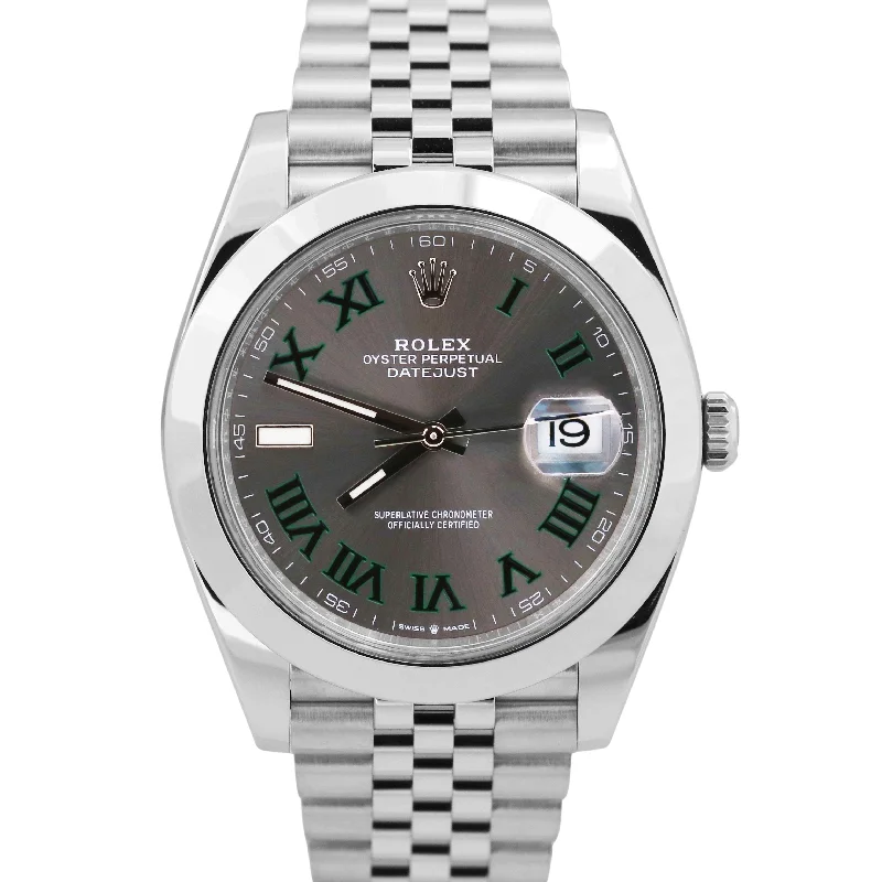 Men's outdoor wristwatches-MINT 2024 PAPERS Rolex DateJust 41mm WIMBLEDON Rhodium Jubilee Steel 126300 BOX