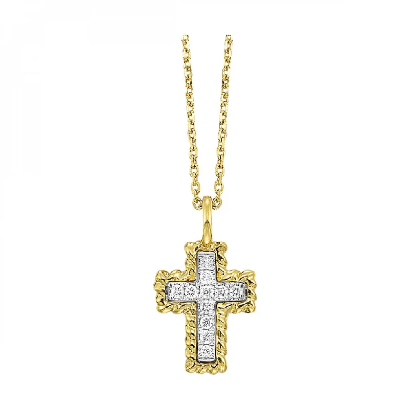 Simple gemstone necklace for women-14K Yellow Gold 0.05ctw Diamond Braided Cross Necklace