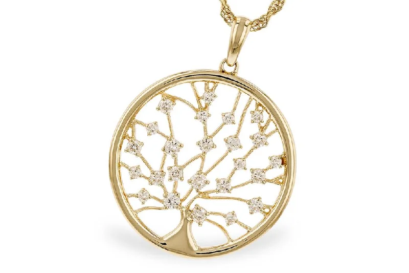 Rose gold necklace for women-14K Yellow Gold 0.32ctw Diamond Tree Necklace by Allison Kaufman