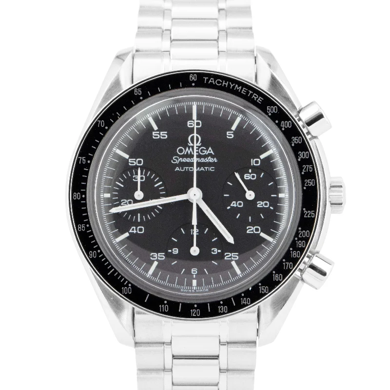 Solar-powered wristwatches-MINT Omega Speedmaster Reduced 39mm 3510.50 Chronograph Steel Watch 3510.50.00