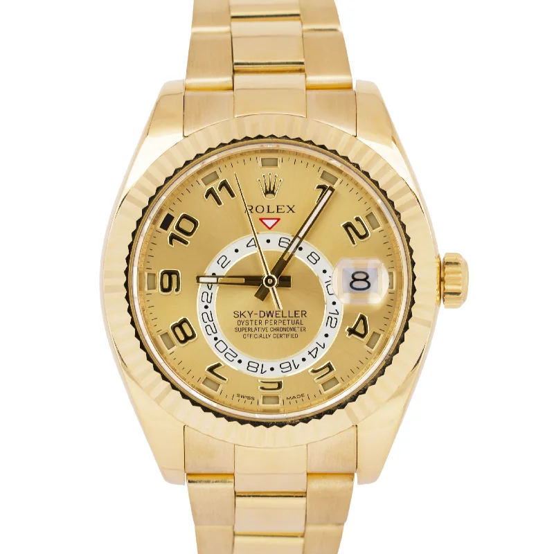 Men's wristwatches-MINT Rolex Sky-Dweller CHAMPAGNE ARABIC 18K Yellow Gold Oyster 42mm 326938 BOX