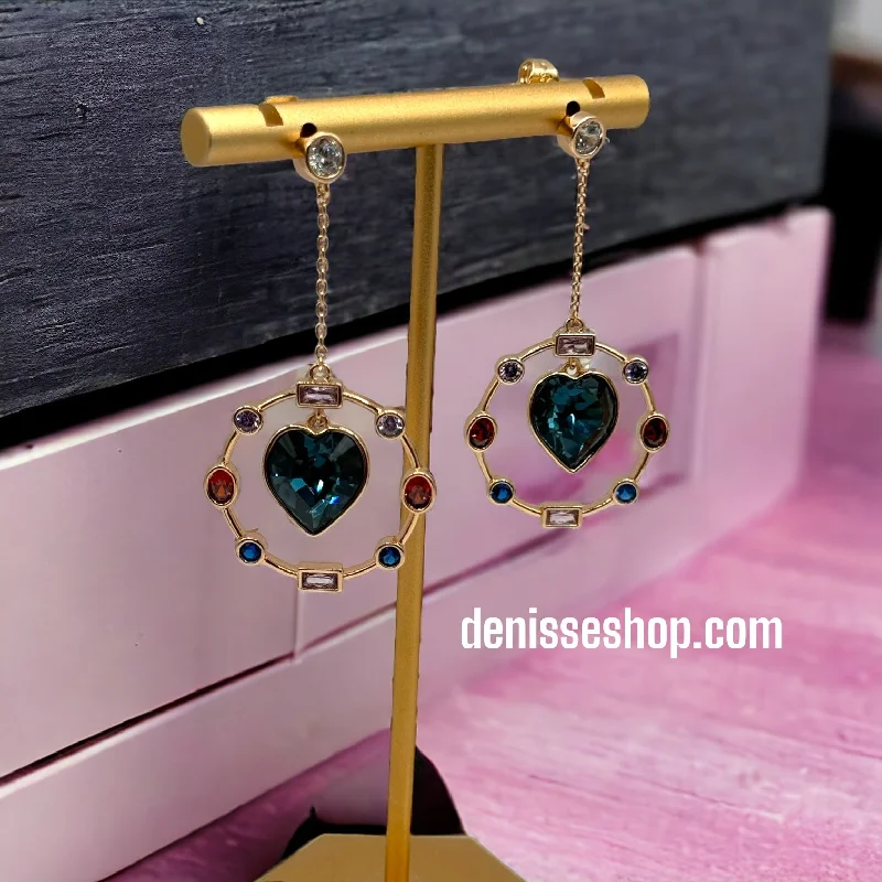 Custom gemstone earrings for women-18K Blue Heart Earrings E231