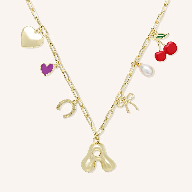 Designer necklace for women-Harmony Initial Charm Necklace