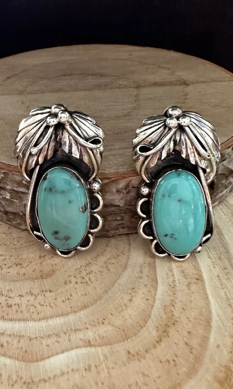 Silver hoop earrings for women-MARY ELLEN Sterling Silver and Turquoise Earrings