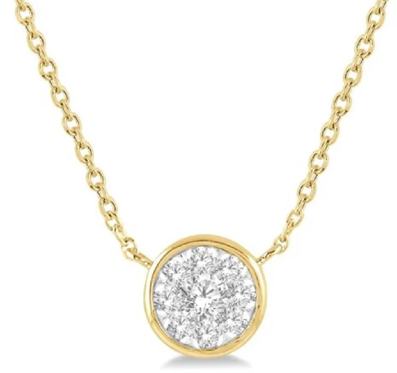 Silver-plated necklace for women-14K Yellow Gold 0.15ctw Round Diamond Cluster Necklace