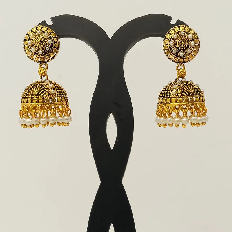 Statement earrings for women-Dariyalal Sales Gold Plated Jhumki Earrings