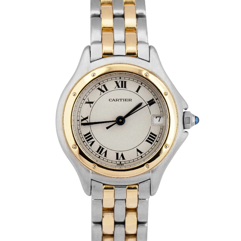 Men's luxury wristwatches-Ladies Cartier Panthere Cougar 26mm Ivory Two-Tone 18K Gold Quartz Watch 187906