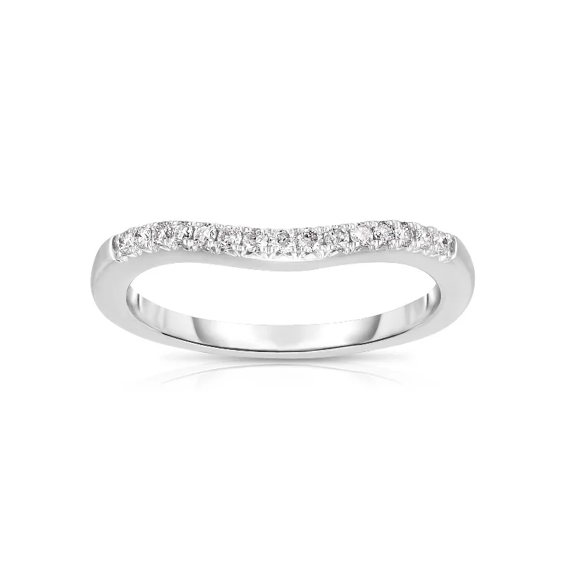 Sparkling engagement rings for women-Curved Diamond Band, .30 Carat, 14K White Gold