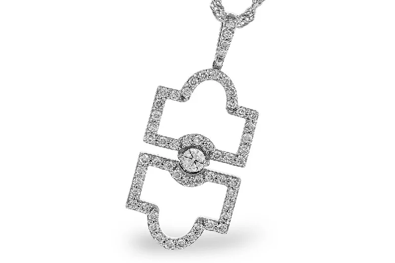 Beaded necklace for women-14K White Gold 0.50ctw Diamond Geometric Drop Necklace by Allison Kaufman