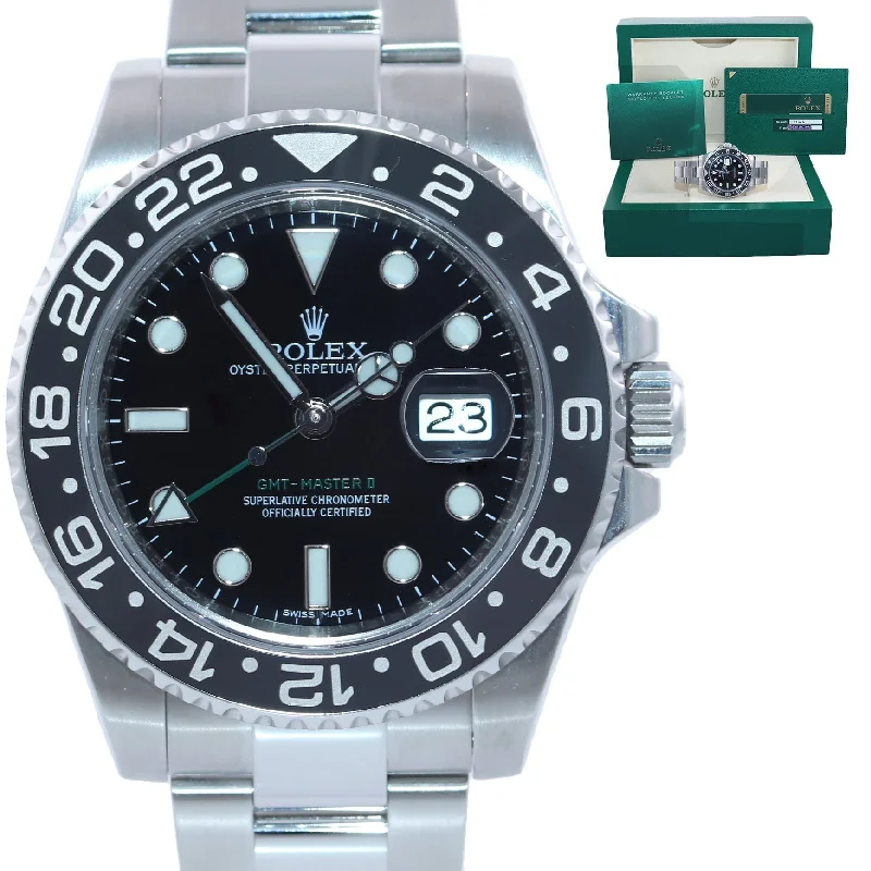 Sports wristwatches for cycling-MINT 2013 PAPERS Rolex GMT Master II 116710 Steel Ceramic 40mm Black Watch Box