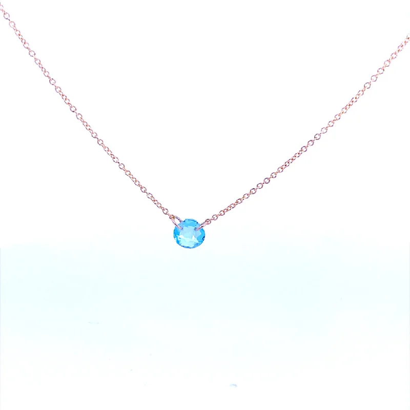 Layered gold necklace for women-Gold Filled Round Blue Topaz Solitaire Necklace by Dee Berkley