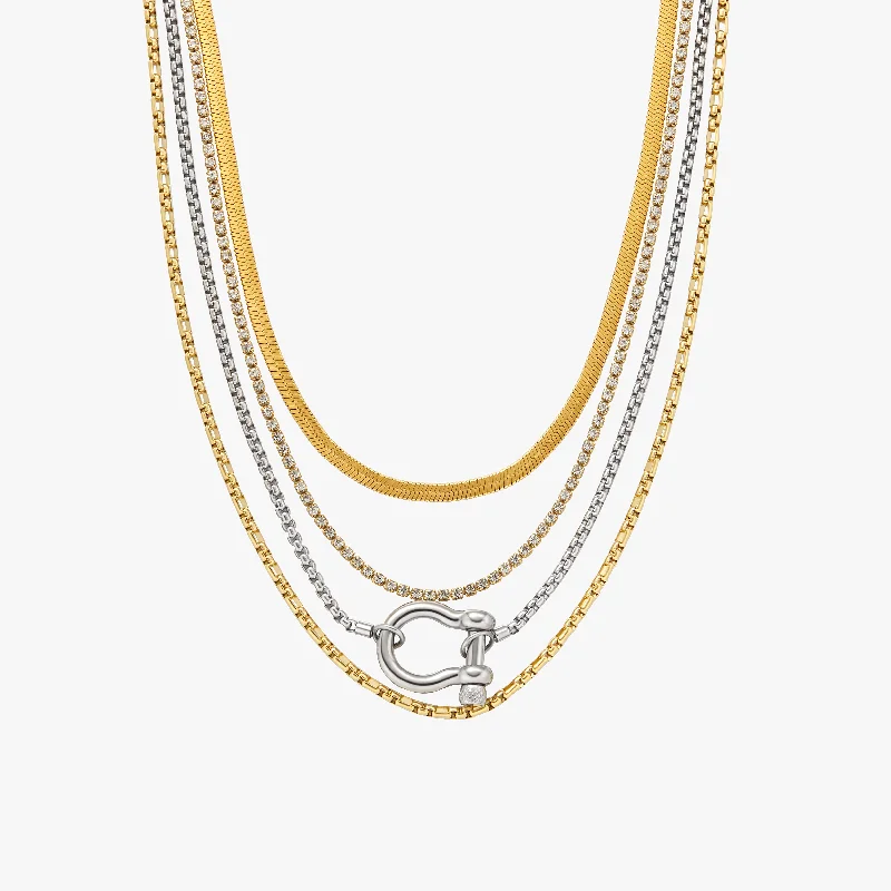 Gold and diamond necklace for women-Rachel Layered Mixed Metal Necklace