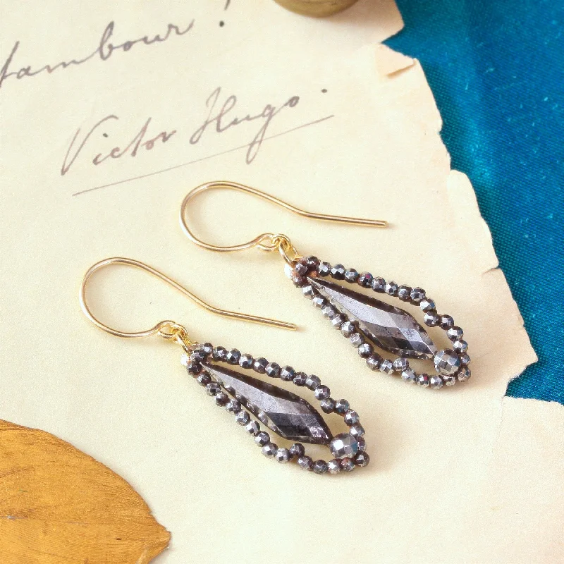 Sterling silver earrings for women-Antique Georgian Cut Steel Earrings