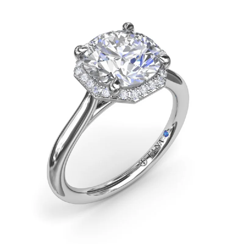 Sapphire engagement rings for women-Fana Octagon Halo Diamond Engagegment Ring Setting in 14 Karat White Gold