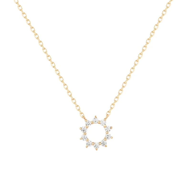 Silver necklace for women-14K Yellow Gold 0.08ctw Diamond Sun Necklace by Aurelie Gi